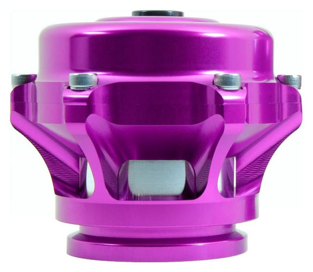 Purple TiAL Sport Q BOV blow-off valve with 8 PSI spring, showing the compact valve design and purple spring inside.