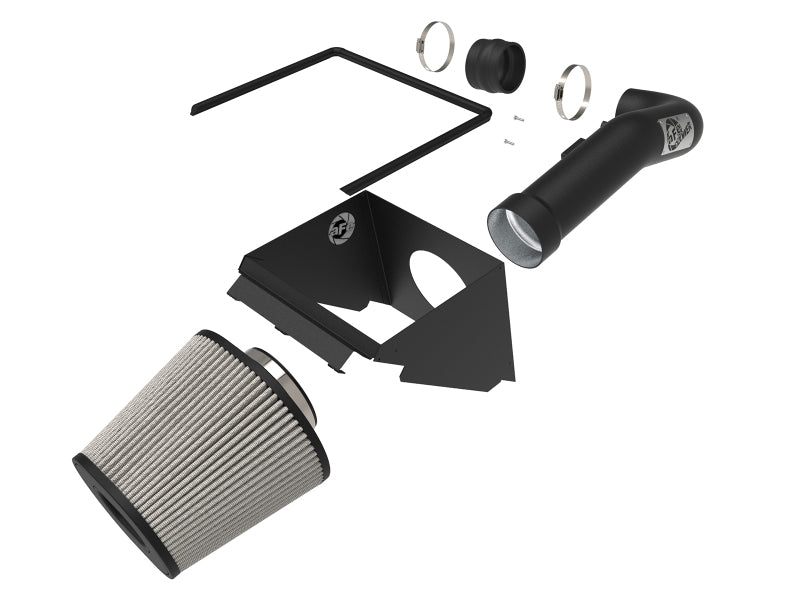 aFe MagnumFORCE Stage-2 Pro Dry S cold air intake for 2014-2017 GM Silverado and Sierra 1500 V8 5.3L/6.2L engine, with filter and piping.