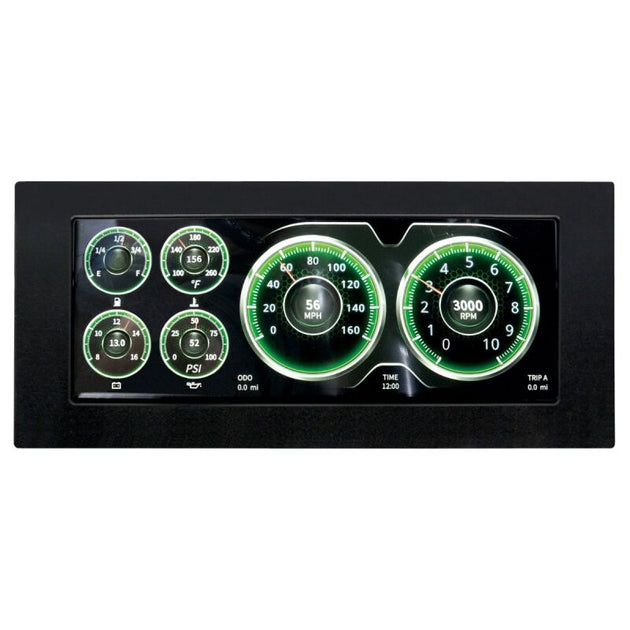 AutoMeter InVision digital dash system with performance monitors, featuring a sleek display and customizable gauges for vehicle monitoring.