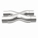 MagnaFlow Smooth Trans X 2.25/2.25 stainless steel X pipe for exhaust systems, showing the polished metal and pipe connections.
