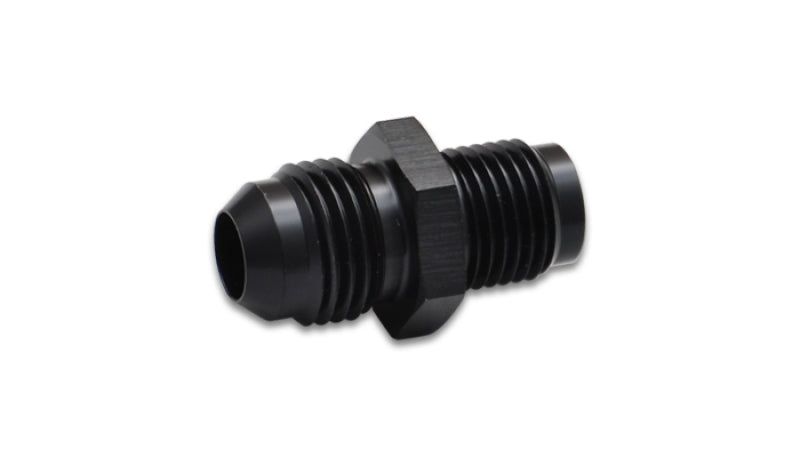 Vibrant inverted seat adapter fitting (-6AN to 5/8 inch-18 aluminum) for automotive fluid connections, shown in close-up.