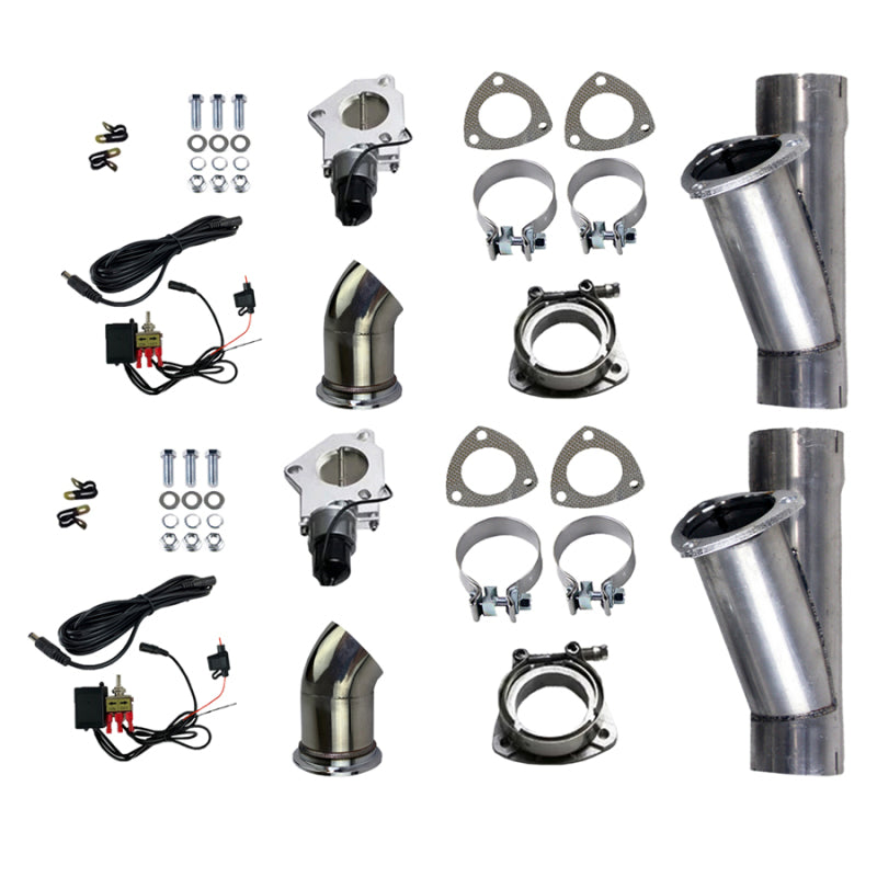 Granatelli Motor Sports 2.25-inch aluminum mild steel electronic dual slip-fit exhaust cutout with band clamps