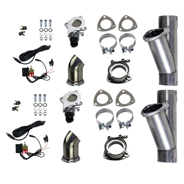Granatelli Motor Sports 2.25-inch aluminum mild steel electronic dual slip-fit exhaust cutout with band clamps