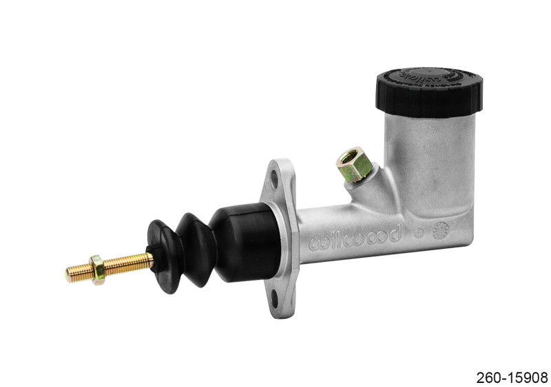 Wilwood GS Integral Brake Master Cylinder with .750-inch bore, featuring a sleek metal body and mounting ports for automotive braking systems.