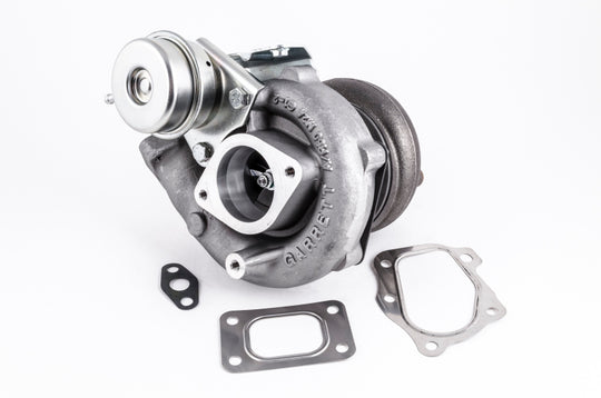 Garrett GT2560R turbocharger CHRA with 8mm compressor wheel, part number 835995-0002, showing detailed internal components.