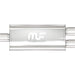 MagnaFlow Mag SS muffler with 18x5x8 inch dimensions and dual 2.5-inch inlet and outlet pipes, stainless steel construction.