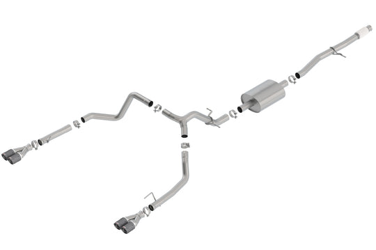 Borla cat-back exhaust system for 2019 Chevy Silverado 1500 5.3L V8 with quad carbon fiber round tips
