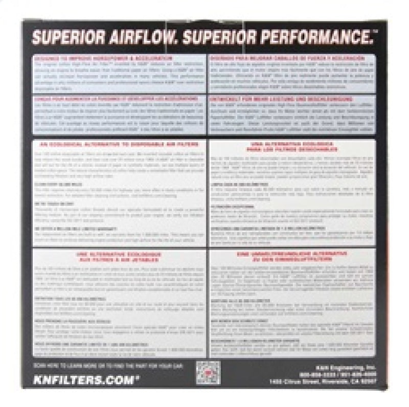 K&N Engineering 7-inch OD custom drop-in air filter with 5.5-inch ID and 2-inch height, designed for vehicle air intake systems.