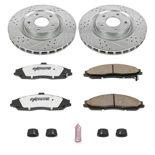 PowerStop Z26 Street Warrior brake kit for front of 2005-2007 Cadillac XLR with performance brake components and rotors