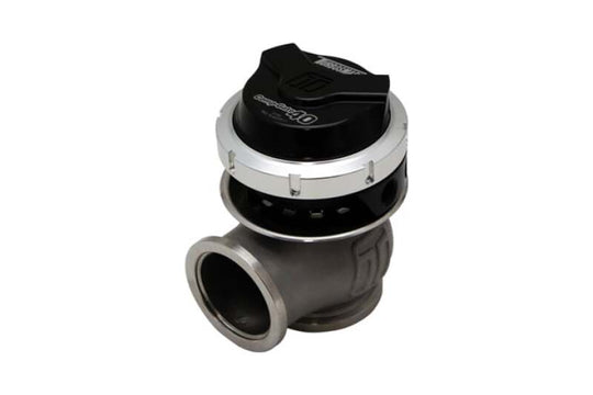 Turbosmart Gen V WG40 CompGate40 14 PSI black external wastegate with mounting flange and control actuator for turbocharged engines.