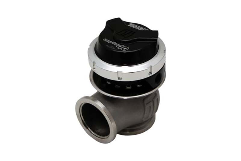 Turbosmart Gen V WG40 CompGate40 14 PSI black external wastegate with mounting flange and control actuator for turbocharged engines.