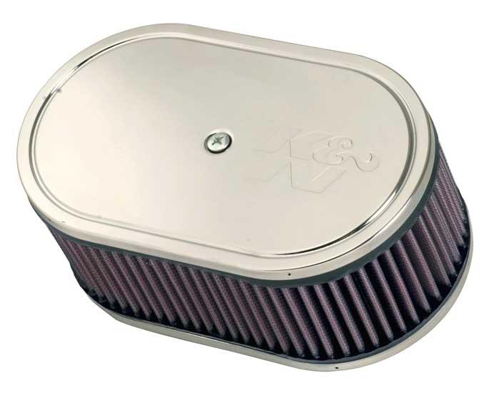 K&N Engineering custom racing air filter assembly, DDO 9x5.5 inch oval with 3.25 inch height vent, direct fit for vehicles