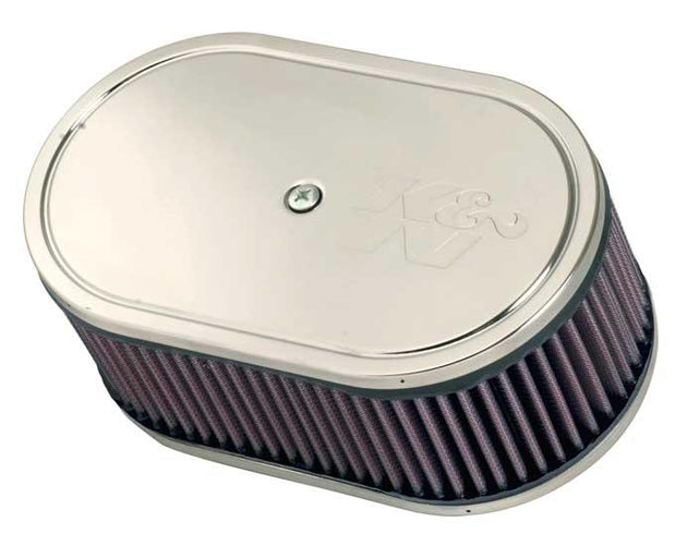 K&N Engineering custom racing air filter assembly, DDO 9x5.5 inch oval with 3.25 inch height vent, direct fit for vehicles