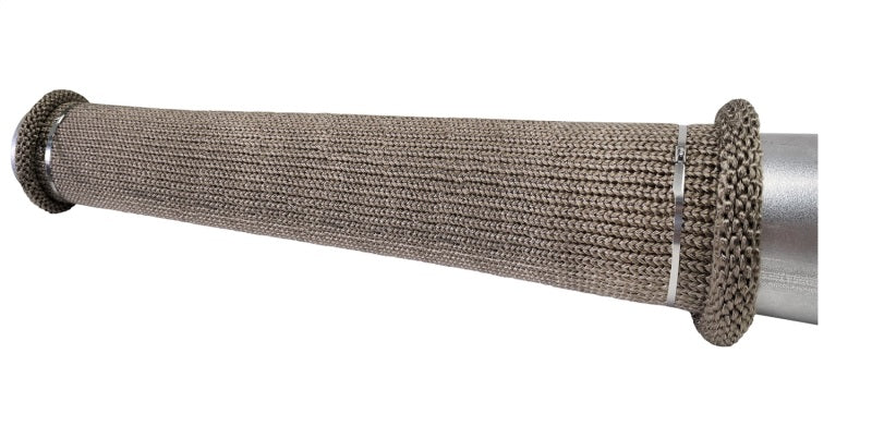 DEI Titanium 4-inch knit exhaust wrap sleeve, 24 inches long, designed for high-performance motorcycle or car exhaust systems.