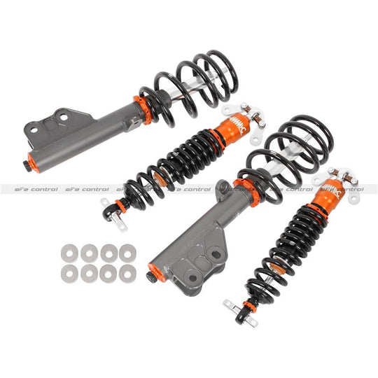 aFe Control PFADT Series Featherlight single adjustable coilover system for Chevy Corvette 2014-2015, featuring sleek coilover components.