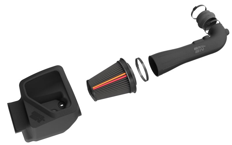 K&N Engineering Cold Air Intake for Chevrolet Silverado and GMC 1500 V8 5.3L/6.2L NextGen DryFlow system installed in engine bay