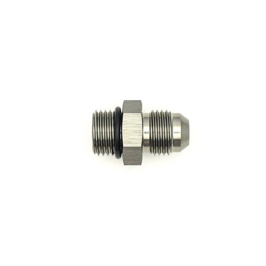DeatschWerks 6AN ORB male to 6AN male flare fitting with O-ring, automotive fluid connection component, close-up view