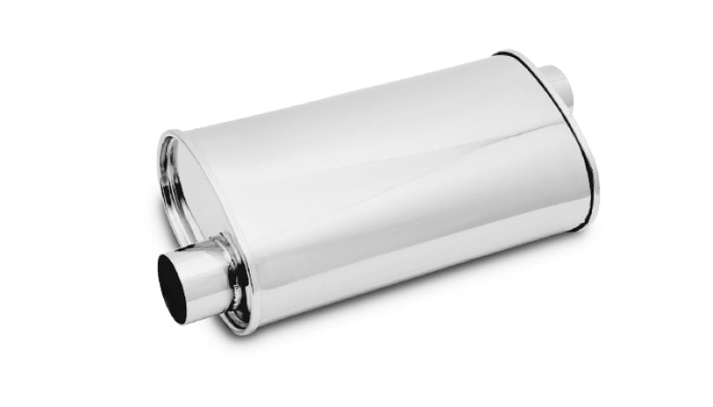 Vibrant StreetPower oval muffler with 5x9x15 inch dimensions and 2.25-inch inlet and outlet, offset-offset design.