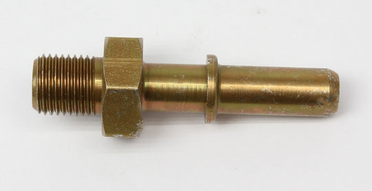 Walbro Bundy Style fuel fitting showing metal connector and threaded end for fuel line connection.