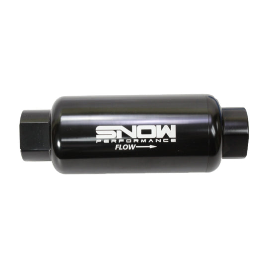 Snow Performance Snow 30 Micron Post Fuel Filter with 10 ORB inlet and outlet for enhanced fuel system filtration.