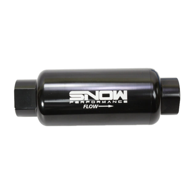Snow Performance Snow 30 Micron Post Fuel Filter with 10 ORB inlet and outlet for enhanced fuel system filtration.