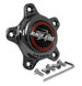 Race Star 5 lug cap with medallion and screws, short plastic dark star design for automotive wheel lug nuts.