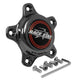 Race Star 5 lug cap with medallion and screws, short plastic dark star design for automotive wheel lug nuts.