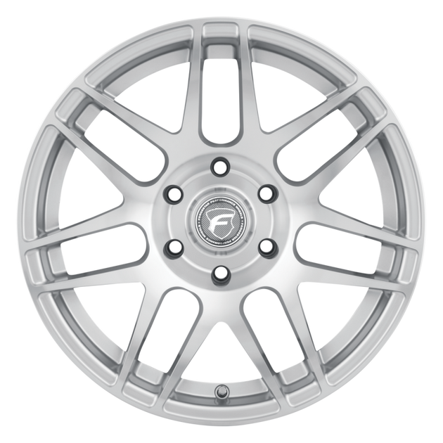 Forgestar F14 17x9.5 inch silver machined cast wheels with 6x135 bolt pattern and ET25 offset, featuring 6.23 inch backspacing.
