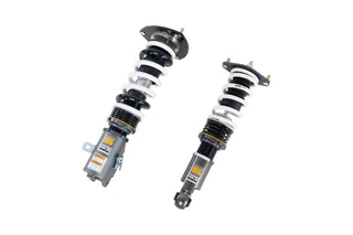HKS HIPERMAX S WRX STI coilover front pillow ball full kit showing adjustable suspension components and mounting hardware.