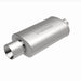 MagnaFlow stainless steel muffler with tip, 14x5x8 inches, featuring a 2.25/4-inch inlet and outlet, visible with polished finish.