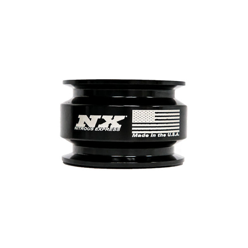 Nitrous Express 4-inch Nitrous Cannon with V-band assemblies and nitrous jets for high-performance automotive applications.