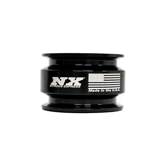 Nitrous Express 4-inch Nitrous Cannon with V-band assemblies and nitrous jets for high-performance automotive applications.