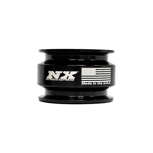 Nitrous Express 4-inch Nitrous Cannon with V-band assemblies and nitrous jets for high-performance automotive applications.