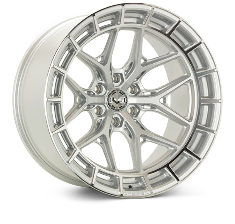 Vossen HFX-1 forged wheel, 22x9.5 inches, deep silver polished finish with 6x135 bolt pattern and ET20 offset.