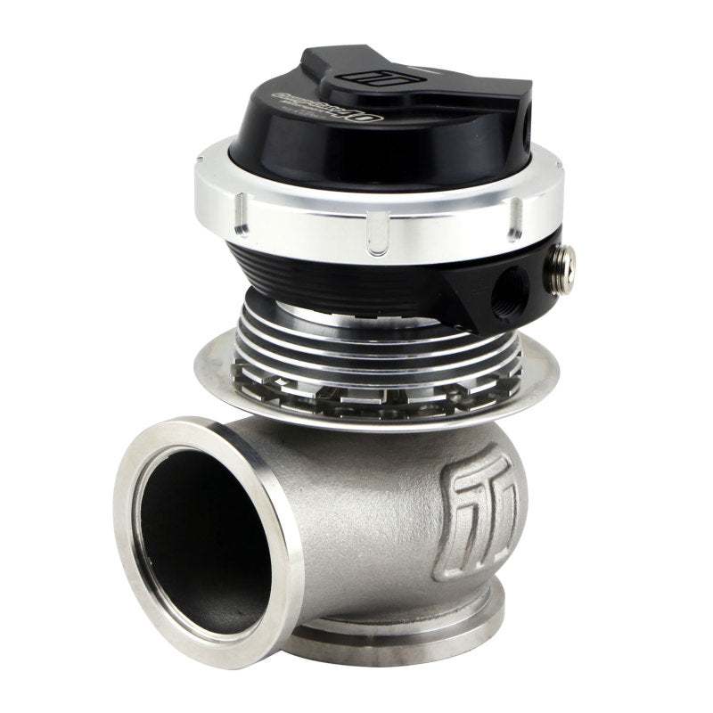 Turbosmart WG40 Gen V Comp-Gate 40mm black wastegate for motorsport, with 14 PSI boost pressure, shown in black and metal finish.