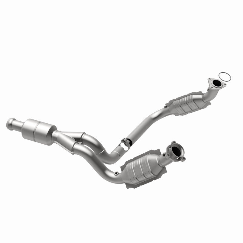 MagnaFlow catalytic converter for Chevy Avalanche 5.3L, direct fit design, shown installed on vehicle engine.