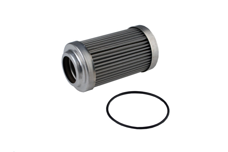Aeromotive 40 Micron SS Fuel Filter Element for model 12335, showing a close-up of the stainless steel filter component.