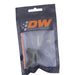 DeatschWerks matte black 6AN ORB male to 6AN male flare low profile 90-degree swivel fitting for automotive use