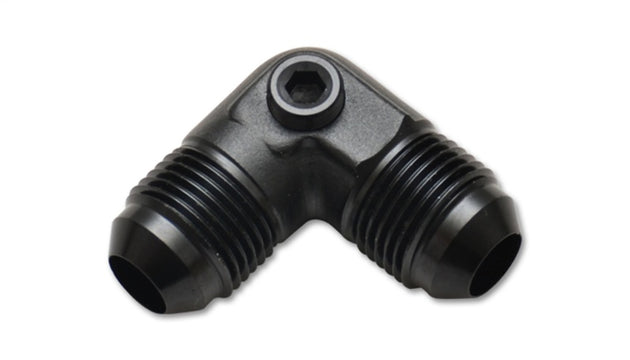 Vibrant -6AN to -6AN male 90-degree union adapter fitting with 1/8 inch NPT port, designed for high-performance fluid connections.