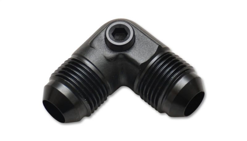 Vibrant -8AN to -8AN male 90-degree union adapter fitting with 1/8-inch NPT port, metal automotive fluid fitting.