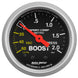 AutoMeter Sport-Comp 52mm mechanical boost gauge displaying pressure readings in bar and Hg for automotive performance.