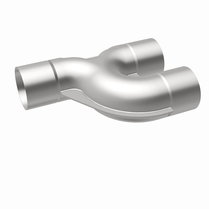 MagnaFlow Smooth Trans Y pipe, 2.50-inch stainless steel, 90-degree Y pipe for exhaust systems, shown in the image.