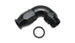 Vibrant -8AN to -6ORB 90-degree adapter fitting for PTFE hose, shown in black with threaded ends for secure connections.
