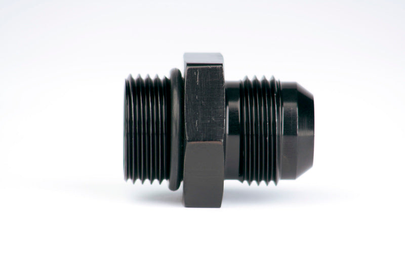 Aeromotive AN-12 O-Ring Boss and Male Flare Adapter Fitting for fuel and fluid line connections, showing the fitting's detailed design