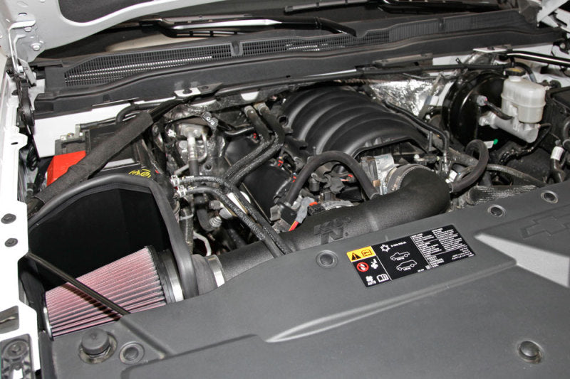 K&N Engineering cold air intake kit for 2014-2015 Chevy/GMC 1500 V-8 5.3/6.2L trucks, featuring air filter and intake tubing.