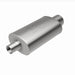 MagnaFlow stainless steel muffler with integrated tip, 14x5x8 inches, featuring dual inlet and outlet pipes for vehicle exhaust system.