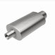 MagnaFlow stainless steel muffler with integrated tip, 14x5x8 inches, featuring dual inlet and outlet pipes for vehicle exhaust system.