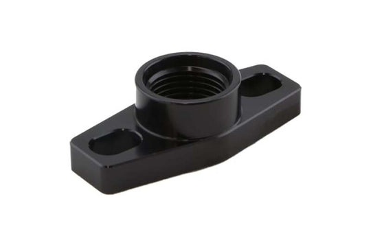 Turbosmart billet turbo drain adapter with silicon O-ring, 38-44mm, universal fit, featuring slotted hole for fitting and drainage.