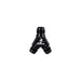 Aeromotive AN-10 Y-Block fitting with two AN-08 outlets, automotive fluid transfer fitting for high-performance fuel systems