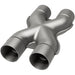 MagnaFlow Smooth Trans X 3/3 X 14 stainless steel X pipe for exhaust systems, showcasing polished metal with welded joints.
